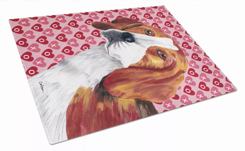 Valentine's Day Dog Print Glass Cutting Board Large - S000213B001695P037389V024