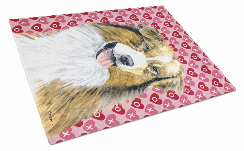 Valentine's Day Dog Print Glass Cutting Board Large - S000213B001695P037389V015