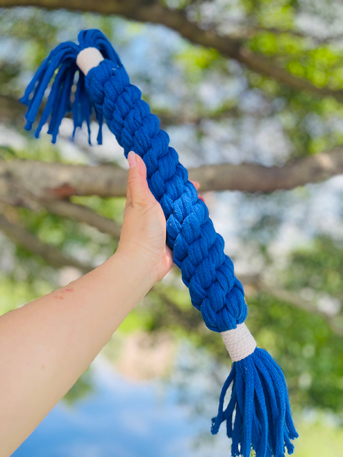 Large Ocean Blue Handmade Macrame Candy Rope for Big Dogs - CSCORD321