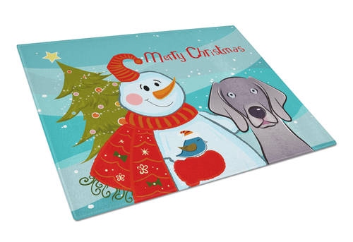 Snowman Dog Print Glass Cutting Board Large - S000213B001695P057676V017