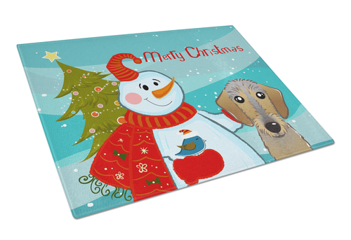 Snowman Dog Print Glass Cutting Board Large - S000213B001695P057676V019