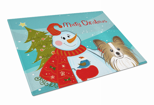 Snowman Dog Print Glass Cutting Board Large - S000213B001695P057676V024
