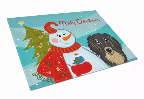 Snowman Dog Print Glass Cutting Board Large - S000213B001695P057676V007