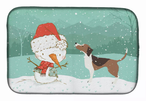 Dog and Snowman Christmas Dish Drying Mat - S000213B001695P115993V020