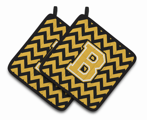 Monogram Chevron Pair of Pot Holders - CJ1053-BPTHD