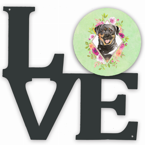 Dog Breed Flowers Design Metal Wall Artwork LOVE - CK4377WALV