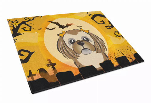 Halloween Dog Print Glass Cutting Board Large - S000213B001695P056867V034