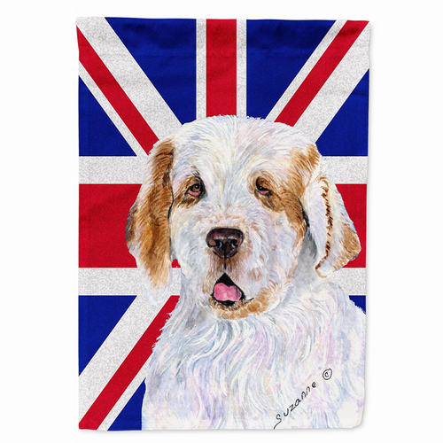 Dog with English Union Jack British Flag Garden Size Flag - SS4942GF