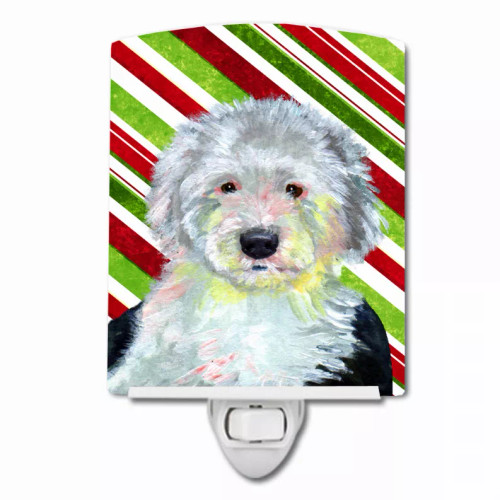 Candy Cane Holiday Christmas Dog Art Ceramic Night Light - S000213B001695P102792V000