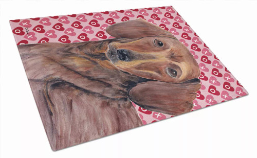 Valentine's Day Dog Print Glass Cutting Board Large - S000213B001695P036999V023