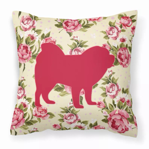 Dog Silhouette Shabby Chic Roses Fabric Decorative Pillow - S000213B001695P068451V000
