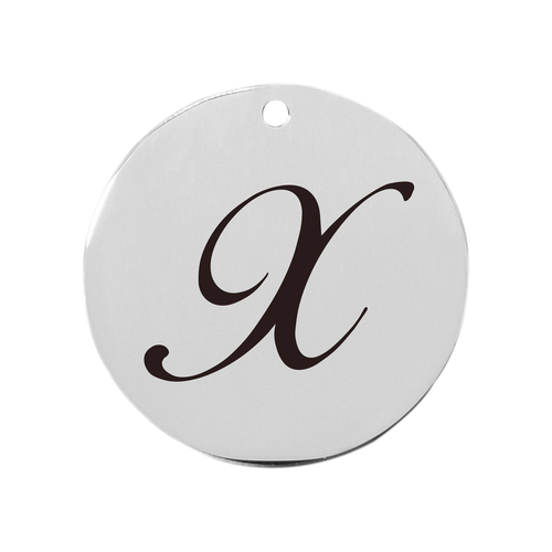 19mm Stainless Steel Cursive Initial Disc Charm - PinkBox3-3315