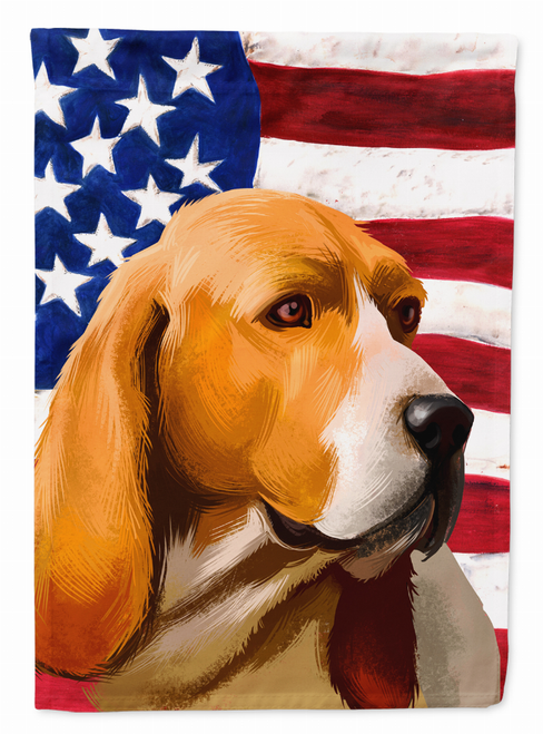 American Flag with Dog Artwork Flag Garden Size - S000213B001695P013767V024