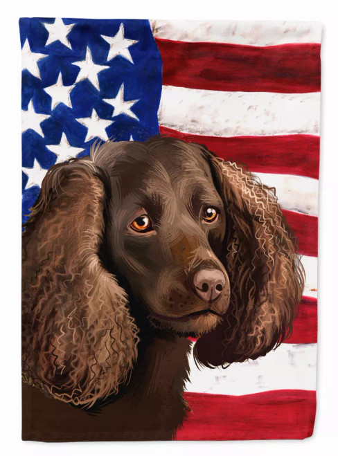 American Flag with Dog Artwork Flag Garden Size - S000213B001695P013767V017
