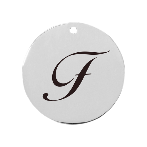 19mm Stainless Steel Cursive Initial Disc Charm - PinkBox3-3297