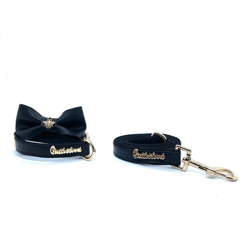 Raven Collar, Leash & Bow tie set - PuccissimePet000155 Raven Collar, Leash & Bow tie set - PuccissimePet000155