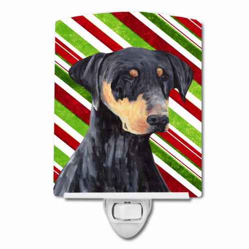 Candy Cane Holiday Christmas Dog Art Ceramic Night Light - S000213B001695P103030V000