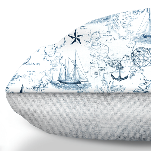 Carta Marina Light Vintage Nautical Toile Dog Cushion - S002793B002925P000025V007