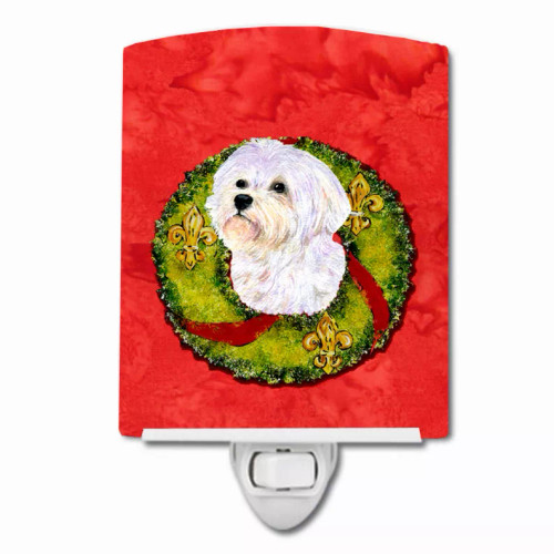 Christmas Wreath Dog Art Ceramic Night Light - S000213B001695P104686V000