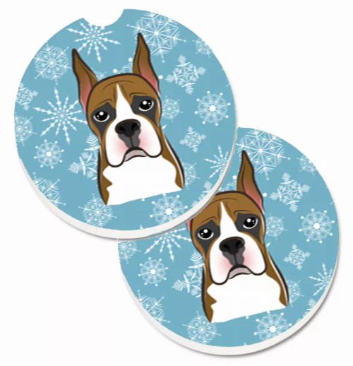 Dog Themed Holiday Christmas Cup Holder Car Coasters (Set of 2) - S000213B001695P076419V005