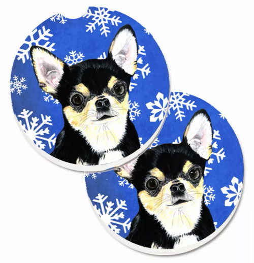 Dog Themed Holiday Christmas Cup Holder Car Coasters (Set of 2) - S000213B001695P076419V037