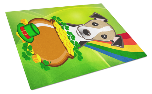 St. Patrick's Day Dog Print Glass Cutting Board Large - S000213B001695P037475V029