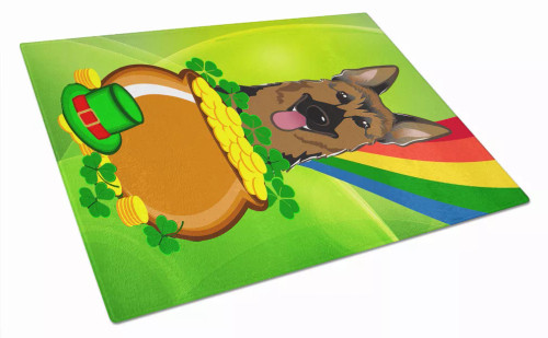 St. Patrick's Day Dog Print Glass Cutting Board Large - S000213B001695P037475V017