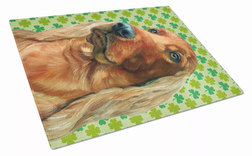 St. Patrick's Day Dog Print Glass Cutting Board Large - S000213B001695P037475V011