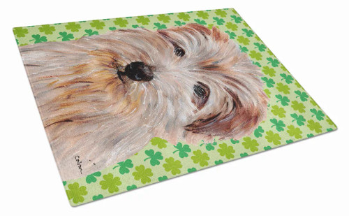 St. Patrick's Day Dog Print Glass Cutting Board Large - S000213B001695P037475V005