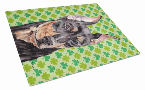 St. Patrick's Day Dog Print Glass Cutting Board Large - S000213B001695P037475V009
