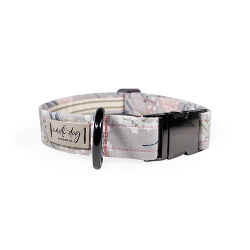 Elderberry Silver Fall Mod Floral Buckle & Martingale Dog Collar - S002793B002925P000056V047