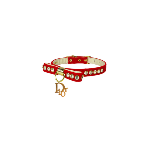 Dior-able Velvet Bow Dog Collar - S002142B002493P000927V012