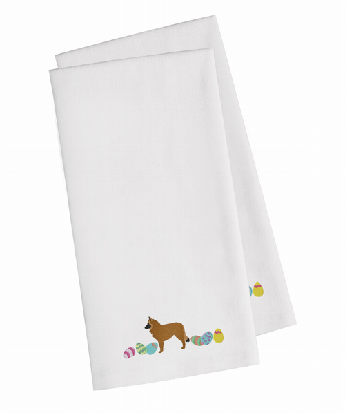 Easter Dog Design Embroidered Kitchen Towel Set of 2 - CK1607WHTWE