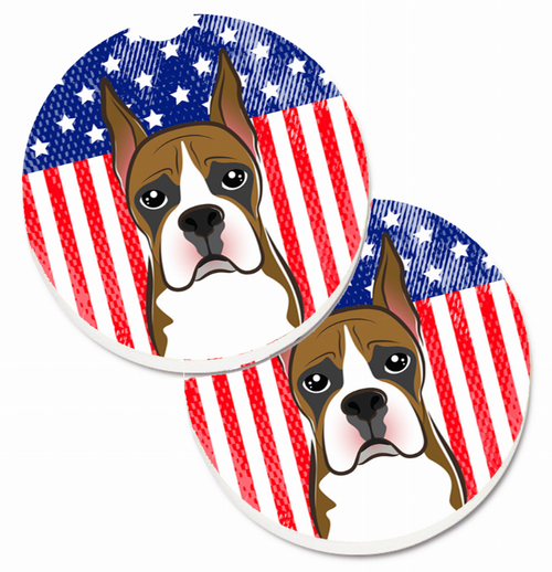 Dog Themed American Flag Cup Holder Car Coasters (Set of 2) - S000213B001695P076423V022