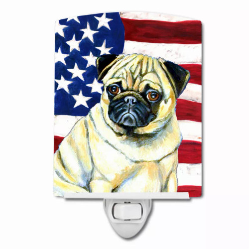 USA American Flag with Dog Ceramic Night Light - S000213B001695P102717V000