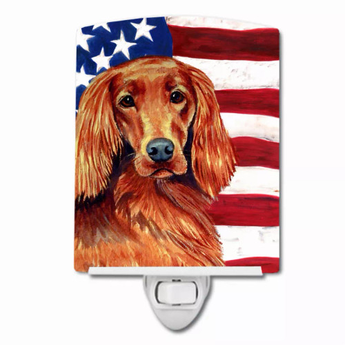USA American Flag with Dog Ceramic Night Light - S000213B001695P102909V000