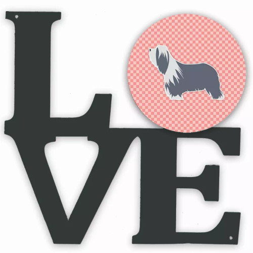 Checkerboard Dog Profile Metal Wall Artwork LOVE - S000213B001695P011574V000