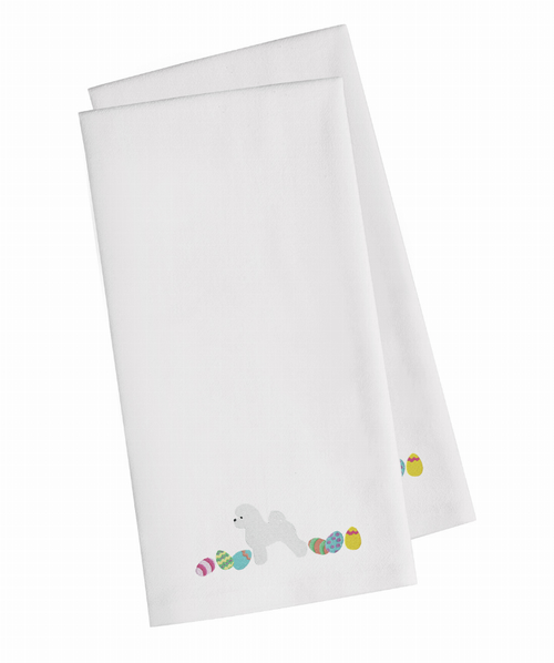 Easter Dog Design Embroidered Kitchen Towel Set of 2 - CK1609WHTWE