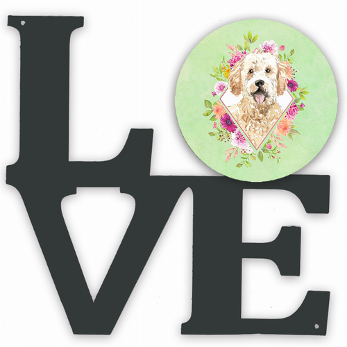 Dog Breed Flowers Design Metal Wall Artwork LOVE - CK4396WALV