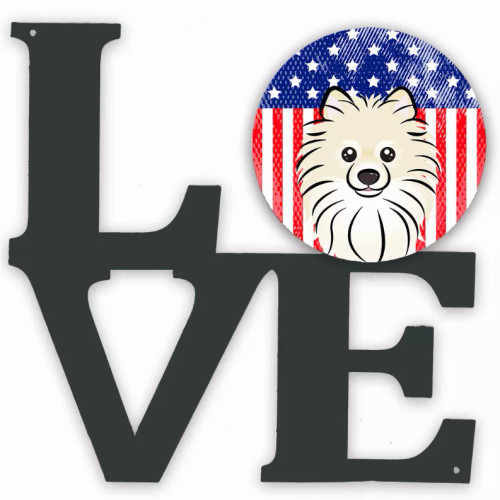 American Flag and Dog Face Metal Wall Artwork LOVE - S000213B001695P011481V000