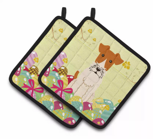 Easter Eggs Dog Pair of Pot Holders - S000213B001695P083193V037