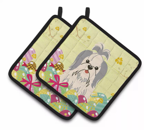 Easter Eggs Dog Pair of Pot Holders - S000213B001695P083193V021