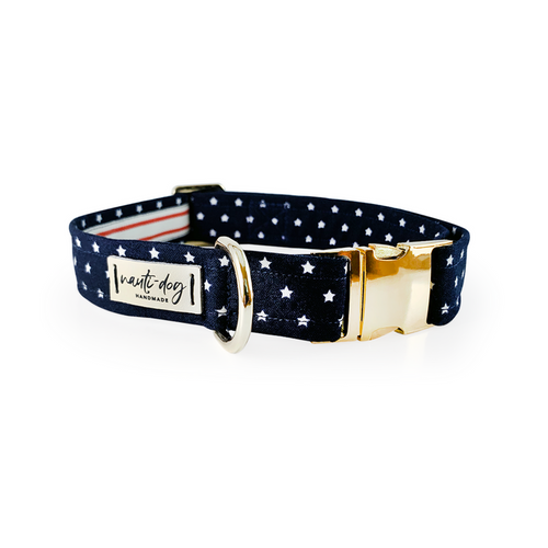 Independence Patriotic American Star Navy Buckle & Martingale Dog Collar - S002793B002925P000062V058