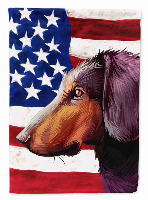 American Flag with Dog Artwork Flag Canvas House Size - CK6621CHF