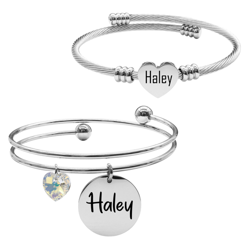 Womens Personalized Reversible Name Bracelet Set By Pink Box - 23.S.SWA-DBL.OHC-HALEY