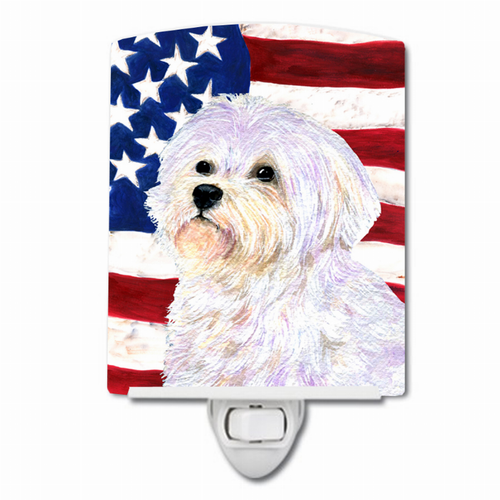 USA American Flag with Dog Ceramic Night Light - SS4043CNL