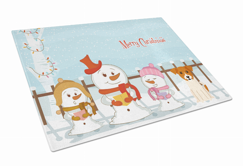 Christmas Carolers Dog Print Glass Cutting Board Large - BB2439LCB