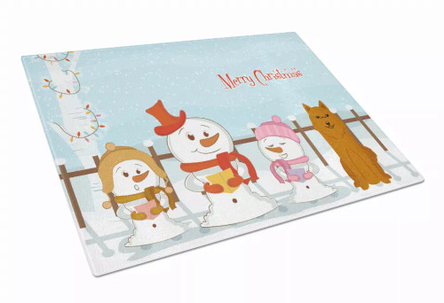 Christmas Carolers Dog Print Glass Cutting Board Large - S000213B001695P070081V010