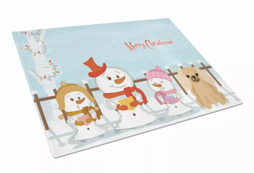 Christmas Carolers Dog Print Glass Cutting Board Large - S000213B001695P070081V032