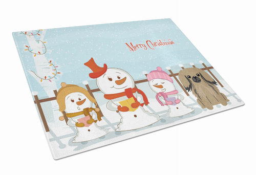 Christmas Carolers Dog Print Glass Cutting Board Large - S000213B001695P070081V030